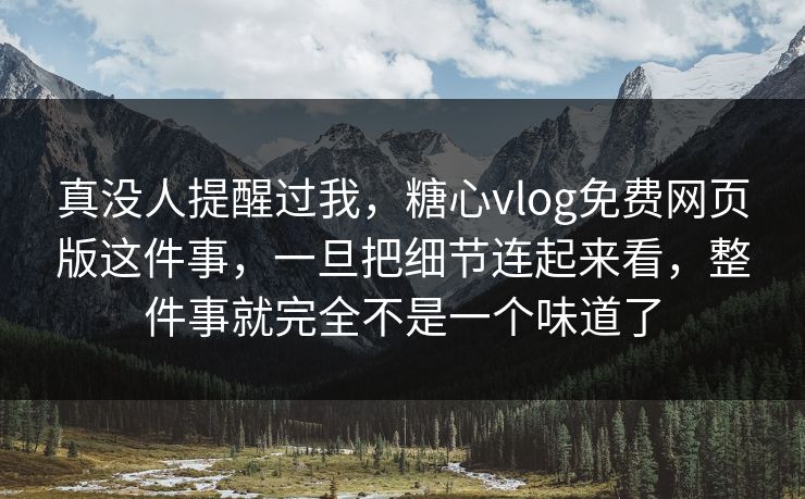 真没人提醒过我，糖心vlog免费网页版这件事，一旦把细节连起来看，整件事就完全不是一个味道了