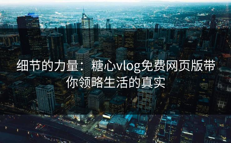 细节的力量：糖心vlog免费网页版带你领略生活的真实